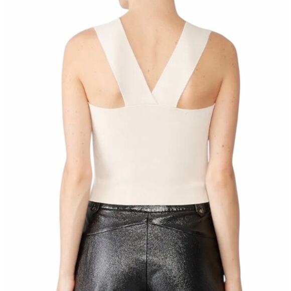 A.L.C. Women's Small White Luxe Stretch Sleeveless Racerback Straps Crop Tee - Picture 4 of 9